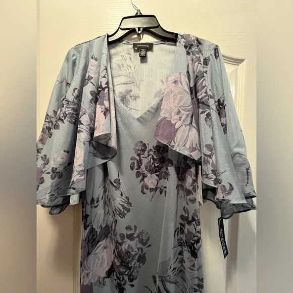 R&M Richards blue purple 2 piece long formal dress with jacket. Size 14. NWT. - Picture 2 of 16